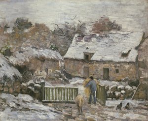 Una granja en Montfoucault: Efecto de nieve, 1876 de Camille Jacob Pissarro